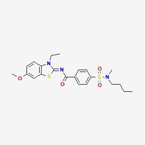 molecular formula C22H27N3O4S2 B2776633 4-[butyl(methyl)sulfamoyl]-N-(3-ethyl-6-methoxy-1,3-benzothiazol-2-ylidene)benzamide CAS No. 850909-77-2