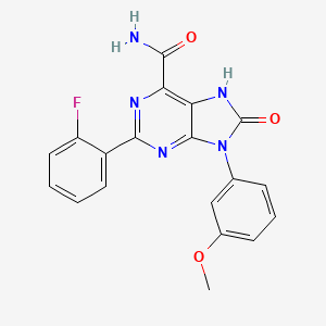 molecular formula C19H14FN5O3 B2776637 2-(2-氟苯基)-9-(3-甲氧基苯基)-8-氧代-8,9-二氢-7H-嘌呤-6-甲酰胺 CAS No. 900010-52-8