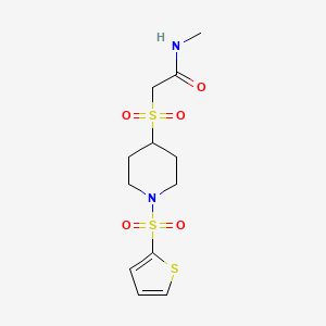 molecular formula C12H18N2O5S3 B2776650 N-methyl-2-((1-(thiophen-2-ylsulfonyl)piperidin-4-yl)sulfonyl)acetamide CAS No. 1797838-57-3