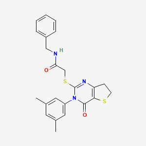molecular formula C23H23N3O2S2 B2776651 N-苄基-2-((3-(3,5-二甲基苯基)-4-氧代-3,4,6,7-四氢噻吩并[3,2-d]嘧啶-2-基硫)乙酰胺 CAS No. 877653-81-1