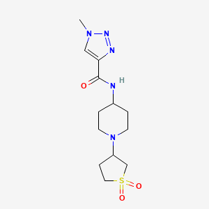 molecular formula C13H21N5O3S B2776664 N-(1-(1,1-二氧代四氢噻吩-3-基)哌啶-4-基)-1-甲基-1H-1,2,3-三唑-4-甲酸酰胺 CAS No. 2034307-80-5