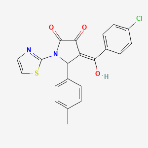 molecular formula C21H15ClN2O3S B2776668 4-(4-chlorobenzoyl)-3-hydroxy-1-(thiazol-2-yl)-5-(p-tolyl)-1H-pyrrol-2(5H)-one CAS No. 374600-74-5