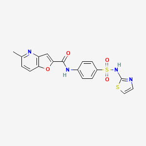 molecular formula C18H14N4O4S2 B2776676 5-methyl-N-(4-(N-(thiazol-2-yl)sulfamoyl)phenyl)furo[3,2-b]pyridine-2-carboxamide CAS No. 941928-66-1