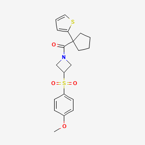 molecular formula C20H23NO4S2 B2776680 (3-((4-Methoxyphenyl)sulfonyl)azetidin-1-yl)(1-(thiophen-2-yl)cyclopentyl)methanone CAS No. 1704522-27-9