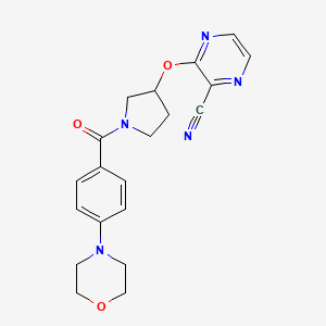 molecular formula C20H21N5O3 B2776701 3-((1-(4-Morpholinobenzoyl)pyrrolidin-3-yl)oxy)pyrazine-2-carbonitrile CAS No. 2034561-86-7