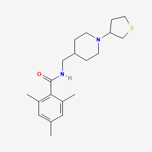 molecular formula C20H30N2OS B2776703 2,4,6-三甲基-N-((1-(四氢噻吩-3-基)哌啶-4-基)甲基)苯酰胺 CAS No. 2034589-62-1