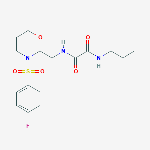 molecular formula C16H22FN3O5S B2776711 N1-((3-((4-fluorophenyl)sulfonyl)-1,3-oxazinan-2-yl)methyl)-N2-propyloxalamide CAS No. 872976-62-0