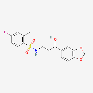 molecular formula C17H18FNO5S B2776714 N-(3-(benzo[d][1,3]dioxol-5-yl)-3-hydroxypropyl)-4-fluoro-2-methylbenzenesulfonamide CAS No. 1421480-75-2