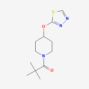 molecular formula C12H19N3O2S B2776716 1-(4-((1,3,4-Thiadiazol-2-yl)oxy)piperidin-1-yl)-2,2-dimethylpropan-1-one CAS No. 2309553-23-7