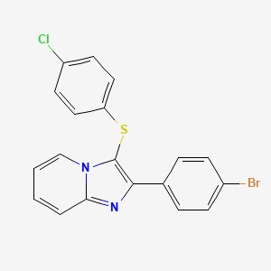 molecular formula C19H12BrClN2S B2776720 2-(4-Bromophenyl)-3-((4-chlorophenyl)thio)imidazo[1,2-a]pyridine CAS No. 361159-82-2