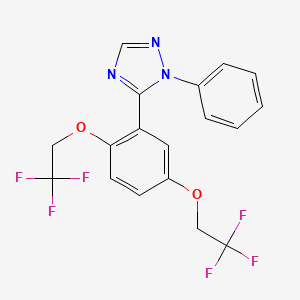 molecular formula C18H13F6N3O2 B2776726 5-[2,5-bis(2,2,2-trifluoroethoxy)phenyl]-1-phenyl-1H-1,2,4-triazole CAS No. 400079-89-2