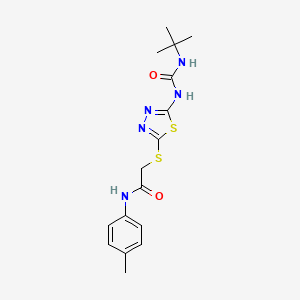 molecular formula C16H21N5O2S2 B2776727 2-[[5-(tert-butylcarbamoylamino)-1,3,4-thiadiazol-2-yl]sulfanyl]-N-(4-methylphenyl)acetamide CAS No. 886939-47-5