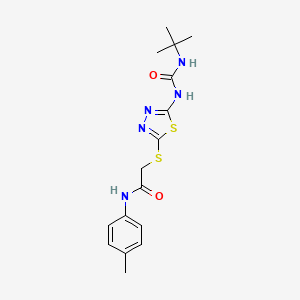 molecular formula C16H21N5O2S2 B2776727 2-({5-[(tert-butylcarbamoyl)amino]-1,3,4-thiadiazol-2-yl}sulfanyl)-N-(4-methylphenyl)acetamide CAS No. 886939-47-5