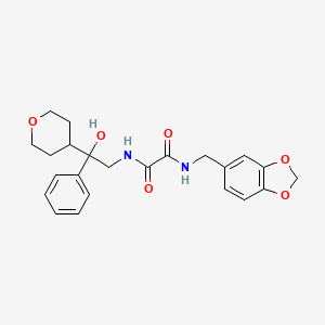 molecular formula C23H26N2O6 B2776730 N1-(benzo[d][1,3]dioxol-5-ylmethyl)-N2-(2-hydroxy-2-phenyl-2-(tetrahydro-2H-pyran-4-yl)ethyl)oxalamide CAS No. 2034240-20-3