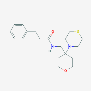 molecular formula C19H28N2O2S B2776740 3-Phenyl-N-[(4-thiomorpholin-4-yloxan-4-yl)methyl]propanamide CAS No. 2415509-79-2