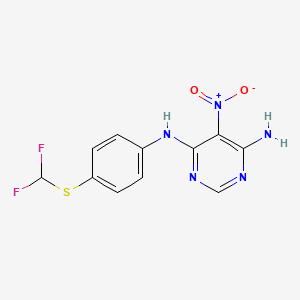 molecular formula C11H9F2N5O2S B2776748 N-{4-[(difluoromethyl)sulfanyl]phenyl}-5-nitropyrimidine-4,6-diamine CAS No. 307326-41-6