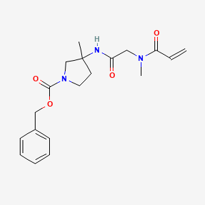 molecular formula C19H25N3O4 B2776763 Benzyl 3-methyl-3-[[2-[methyl(prop-2-enoyl)amino]acetyl]amino]pyrrolidine-1-carboxylate CAS No. 2361762-98-1
