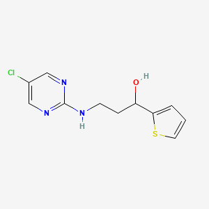 molecular formula C11H12ClN3OS B2776764 3-[(5-Chloropyrimidin-2-yl)amino]-1-thiophen-2-ylpropan-1-ol CAS No. 2379984-02-6