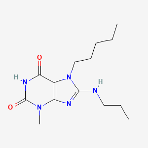 molecular formula C14H23N5O2 B2776767 3-methyl-7-pentyl-8-(propylamino)-1H-purine-2,6(3H,7H)-dione CAS No. 378202-62-1