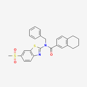 molecular formula C26H24N2O3S2 B2776771 N-benzyl-N-(6-(methylsulfonyl)benzo[d]thiazol-2-yl)-5,6,7,8-tetrahydronaphthalene-2-carboxamide CAS No. 922473-15-2