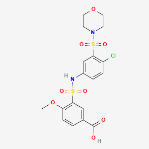 molecular formula C18H19ClN2O8S2 B2776778 3-{[4-Chloro-3-(morpholine-4-sulfonyl)phenyl]sulfamoyl}-4-methoxybenzoic acid CAS No. 735305-58-5