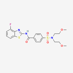 molecular formula C20H22FN3O5S2 B2776793 4-[双(2-甲氧基乙基)磺酰]-N-(4-氟-1,3-苯并噻唑-2-基)苯甲酰胺 CAS No. 905674-37-5