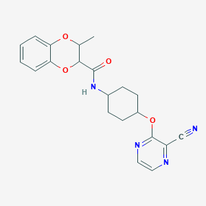 molecular formula C21H22N4O4 B2776814 N-((1r,4r)-4-((3-氰基嘧啶-2-基)氧基)环己基)-3-甲基-2,3-二氢苯并[b][1,4]二噁烷-2-羧酰胺 CAS No. 2034194-46-0