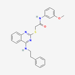 molecular formula C25H24N4O2S B2776815 N-(3-methoxyphenyl)-2-((4-(phenethylamino)quinazolin-2-yl)thio)acetamide CAS No. 422532-50-1