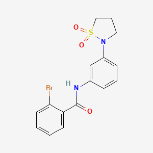 molecular formula C16H15BrN2O3S B2776819 2-bromo-N-(3-(1,1-dioxidoisothiazolidin-2-yl)phenyl)benzamide CAS No. 946343-50-6