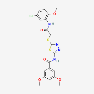 molecular formula C20H19ClN4O5S2 B2776829 N-(5-((2-((5-chloro-2-methoxyphenyl)amino)-2-oxoethyl)thio)-1,3,4-thiadiazol-2-yl)-3,5-dimethoxybenzamide CAS No. 868976-57-2