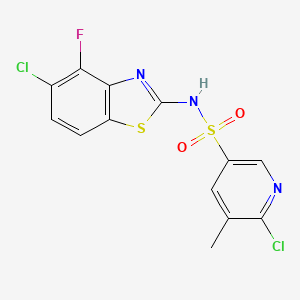 molecular formula C13H8Cl2FN3O2S2 B2776831 6-chloro-N-(5-chloro-4-fluoro-1,3-benzothiazol-2-yl)-5-methylpyridine-3-sulfonamide CAS No. 1796949-06-8
