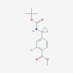 molecular formula C16H20ClNO4 B2776836 Methyl 2-chloro-4-[1-[(2-methylpropan-2-yl)oxycarbonylamino]cyclopropyl]benzoate CAS No. 2380041-34-7