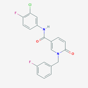 molecular formula C19H13ClF2N2O2 B2776838 N-(3-chloro-4-fluorophenyl)-1-(3-fluorobenzyl)-6-oxo-1,6-dihydropyridine-3-carboxamide CAS No. 1004256-91-0
