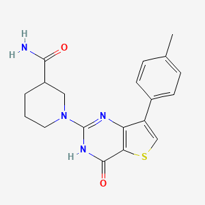 molecular formula C19H20N4O2S B2776841 1-[7-(4-Methylphenyl)-4-oxo-3,4-dihydrothieno[3,2-d]pyrimidin-2-yl]piperidine-3-carboxamide CAS No. 1243061-69-9