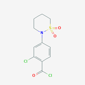 molecular formula C11H11Cl2NO3S B2776857 2-Chloro-4-(1,1-dioxo-1$l^{6},2-thiazinan-2-yl)benzoyl chloride CAS No. 1647120-33-9