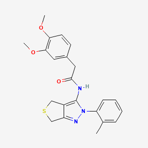 molecular formula C22H23N3O3S B2776859 2-(3,4-dimethoxyphenyl)-N-(2-(o-tolyl)-4,6-dihydro-2H-thieno[3,4-c]pyrazol-3-yl)acetamide CAS No. 476458-52-3