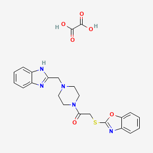 molecular formula C23H23N5O6S B2776861 1-(4-((1H-benzo[d]imidazol-2-yl)methyl)piperazin-1-yl)-2-(benzo[d]oxazol-2-ylthio)ethanone oxalate CAS No. 1351649-73-4