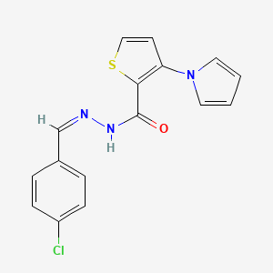 molecular formula C16H12ClN3OS B2776863 N'-[(Z)-(4-氯苯基)甲亚甲基]-3-(1H-吡咯-1-基)-2-噻吩甲酰肼 CAS No. 478062-83-8