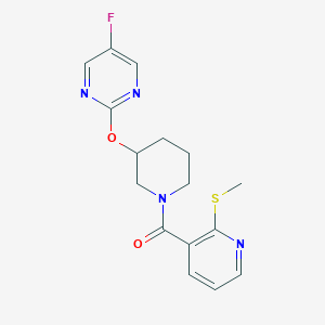 molecular formula C16H17FN4O2S B2776865 (3-((5-氟嘧啶-2-基)氧)哌啶-1-基)(2-(甲硫基)吡啶-3-基)甲酮 CAS No. 2034326-31-1