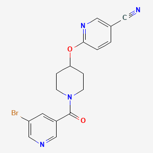 molecular formula C17H15BrN4O2 B2776868 6-((1-(5-溴烟酰基)哌嗪-4-基)氧基)烟酸酰亚胺 CAS No. 1421474-57-8
