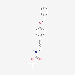 molecular formula C21H23NO3 B2776869 tert-butyl N-{3-[4-(benzyloxy)phenyl]prop-2-yn-1-yl}carbamate CAS No. 1315365-40-2