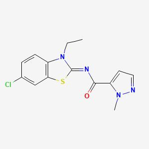 molecular formula C14H13ClN4OS B2776871 (E)-N-(6-chloro-3-ethylbenzo[d]thiazol-2(3H)-ylidene)-1-methyl-1H-pyrazole-5-carboxamide CAS No. 1173589-86-0