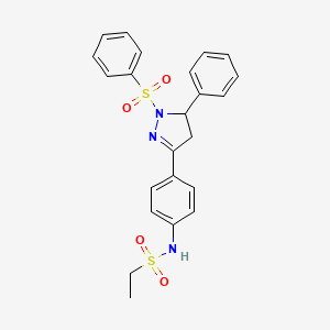 N-{4-[1-(benzenesulfonyl)-5-phenyl-4,5-dihydro-1H-pyrazol-3-yl]phenyl}ethane-1-sulfonamide