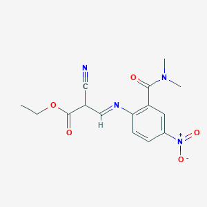 molecular formula C15H16N4O5 B2776879 乙酸-2-氰基-3-((2-(二甲基氨基)-4-硝基苯基)亚胺基)丙酸酯 CAS No. 915369-16-3