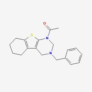 molecular formula C19H22N2OS B2776888 1-{4-Benzyl-8-thia-4,6-diazatricyclo[7.4.0.0^{2,7}]trideca-1(9),2(7)-dien-6-yl}ethan-1-one CAS No. 57262-78-9
