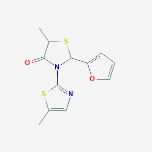 molecular formula C12H12N2O2S2 B277689 2-(2-Furyl)-5-methyl-3-(5-methyl-1,3-thiazol-2-yl)-1,3-thiazolidin-4-one 
