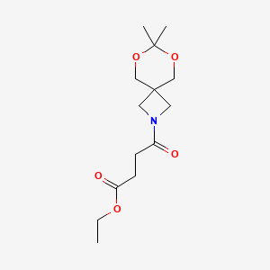 molecular formula C14H23NO5 B2776895 Ethyl 4-(7,7-dimethyl-6,8-dioxa-2-azaspiro[3.5]nonan-2-yl)-4-oxobutanoate CAS No. 1396854-63-9