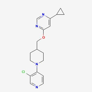 molecular formula C18H21ClN4O B2776900 4-((1-(3-Chloropyridin-4-yl)piperidin-4-yl)methoxy)-6-cyclopropylpyrimidine CAS No. 2309214-22-8