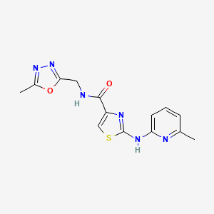 molecular formula C14H14N6O2S B2776903 N-((5-甲基-1,3,4-噁二唑-2-基)甲基)-2-((6-甲基吡啶-2-基)氨基)噻唑-4-甲酸酰胺 CAS No. 1286698-79-0