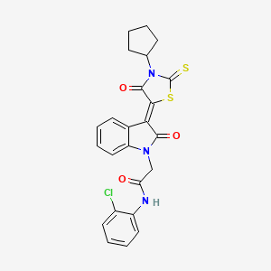 N-(2-chlorophenyl)-2-[(3Z)-3-(3-cyclopentyl-4-oxo-2-thioxo-1,3-thiazolidin-5-ylidene)-2-oxo-2,3-dihydro-1H-indol-1-yl]acetamide